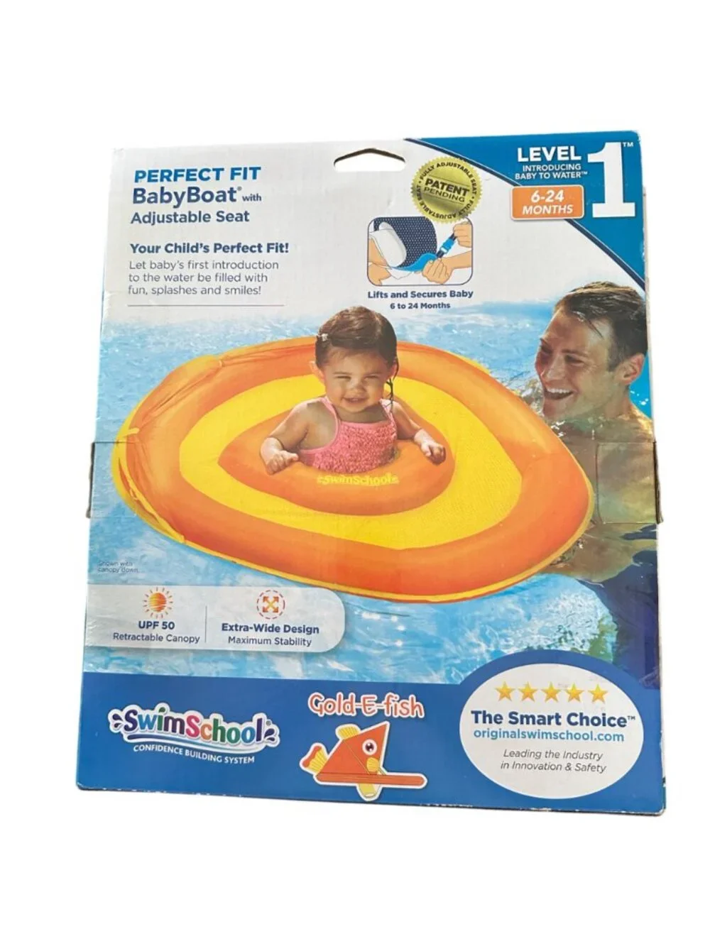 SwimSchool Perfect Fit Baby Floating Boat With Retractable Canopy For Ages 6-24 - Picture 2 of 8